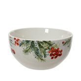 Kitchen Goods Porcelain Bowl with Leaf and Berry Pattern 14.2cm - White